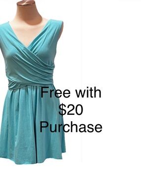 Turquoise Faux Wrap Dress, hem cut